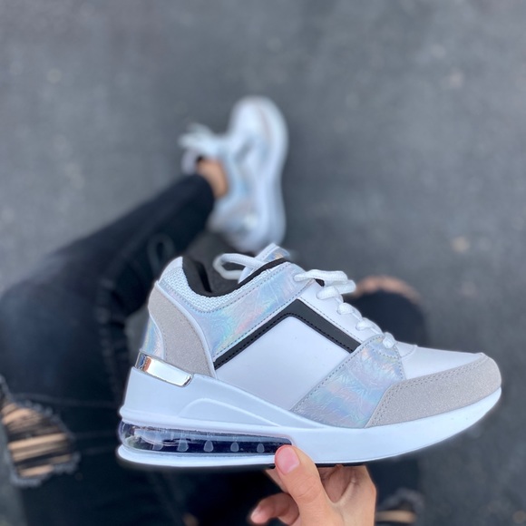 Shoes - CLEARANCE! Kicks Holographic Wedge Sneakers